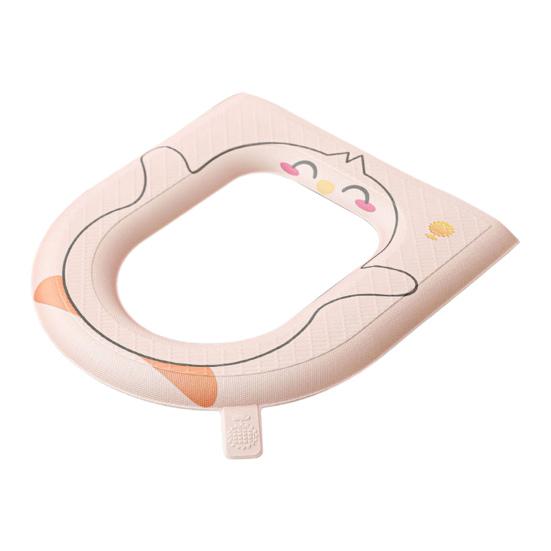 

Toilet Seat with Exclusive Handle Easy to Clean EVA Waterproof Material Soft Cushion Cartoon Pattern Non-Slip Toilet Seat Pad B