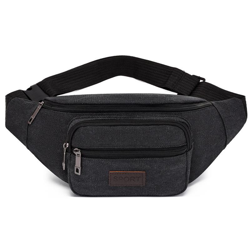 Men's Work Close-fitting Fanny Pack Wear-resistant Canvas Crossbody Mobile Phone Change Cashier Fanny Pack Shoulder Portable Multi-layer Bag