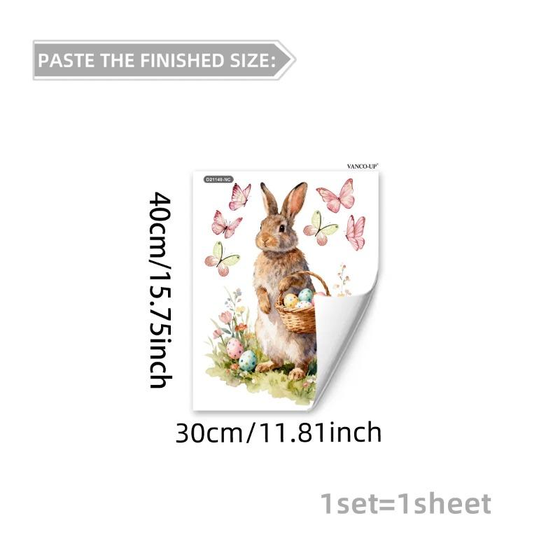 New Easter Flower Rabbit Sticker Self-Adhesive Waterproof Wall Stickers PVC Removable Wall Decal Window Decoration