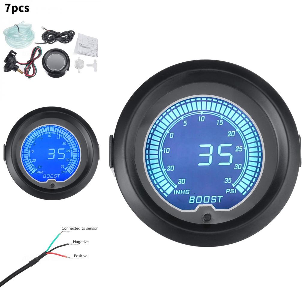 Turbocharger Boost Gauge For Car 52mm Digital Lcd Display High Accuracy Automotive Instrument