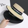 French retro M standard hat women's summer sunshade sun protection British flat top hat beach seaside vacation sun hat
