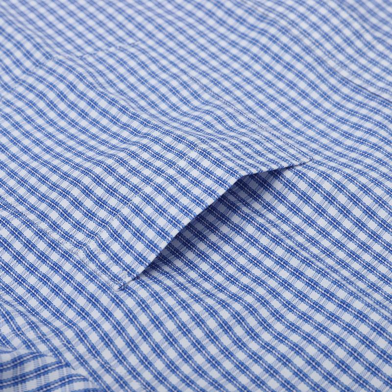 Stretch Men Dress Shirts Long Sleeve Regular Fit Office Plaid Striped