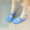 Fashion Baotou Slippers Spring New Style Round Head Shallow Mouth Cow Suede Cover Foot Anti-slip Wear-resistant Flat Shoes