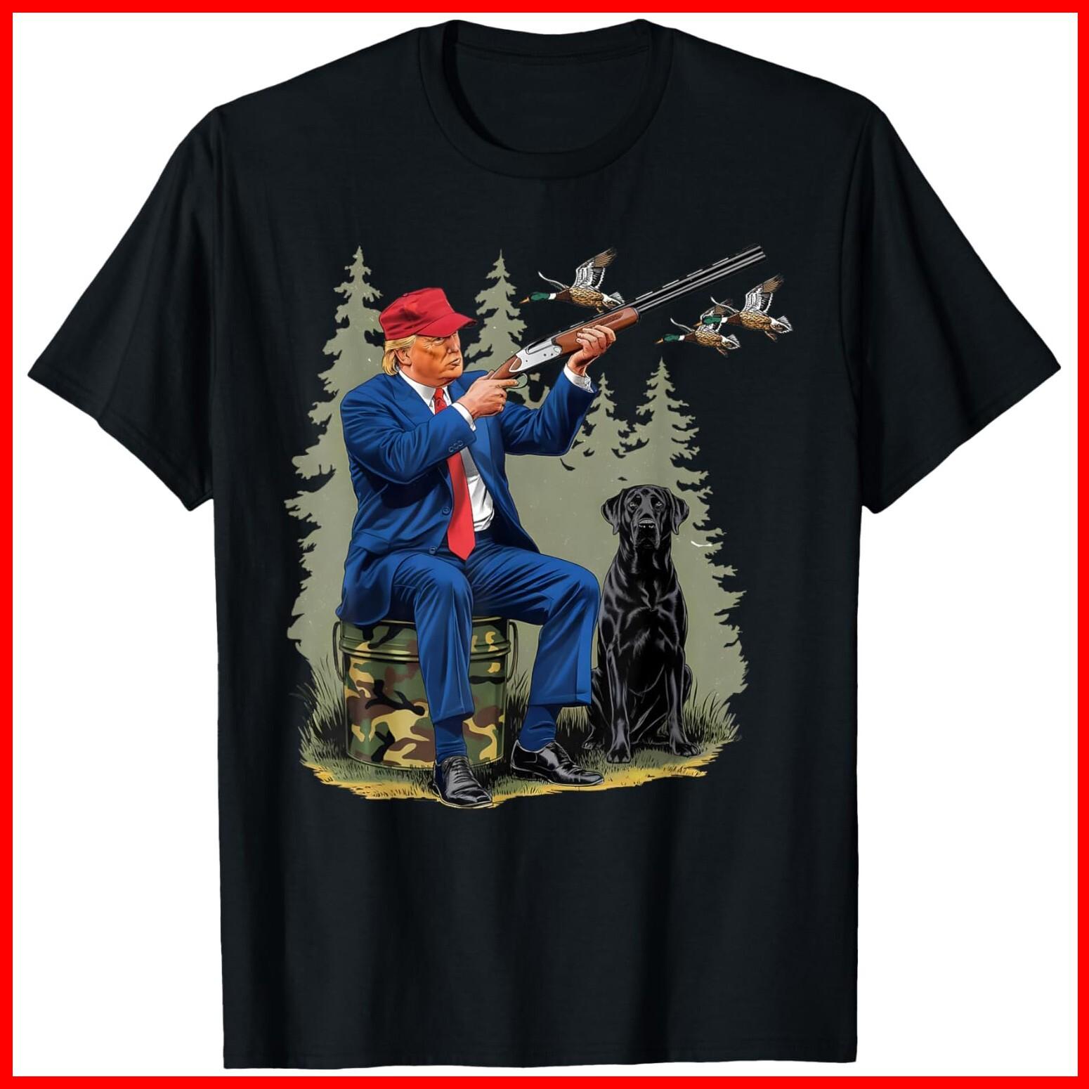 Funny Hunting Duck Trump Camo Hunting Hello Hunting Season Black Cotton T-Shirt XXL