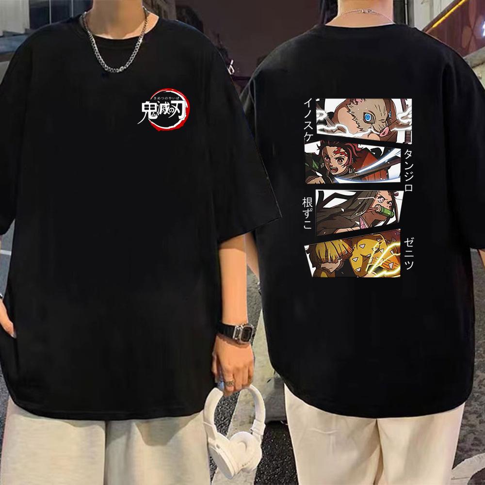 Demon Slayer Animation Derivatives Kamado Tanjirou Tshirt Printing Mens 2025 Summer Fashion Casual Oversized Streetwear