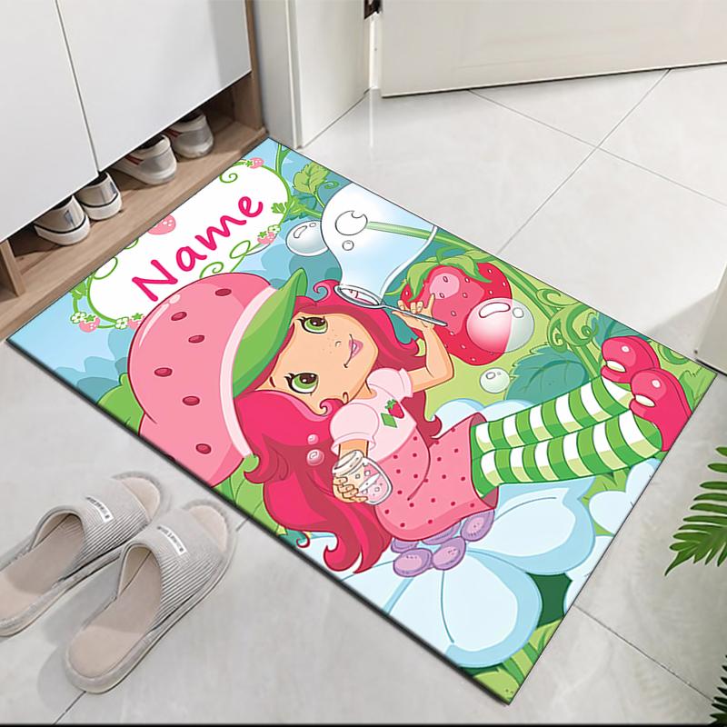 Tappeto Stampato Torta alla Fragola con Nome Personalizzabile, per Sedia da Ufficio Soggiorno Camera da Letto Cucina Decorazioni Regali.