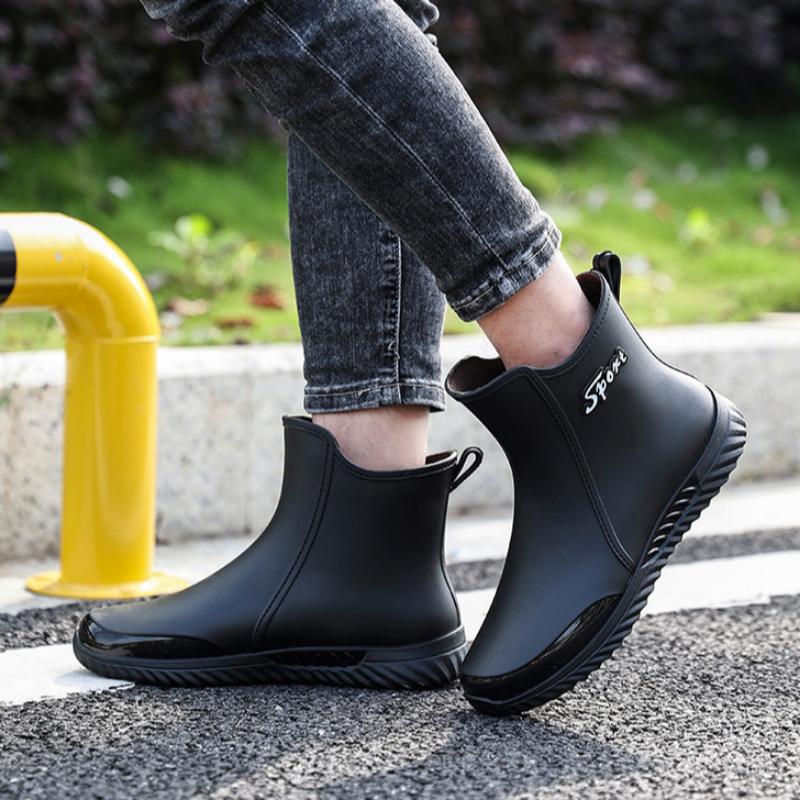 Rain Boots Men's Short Rain Boots Outdoor Wear Leisure Kitchen Non-slip Fishing Shoes Rubber Shoes Waterproof Wear-resistant Boots
