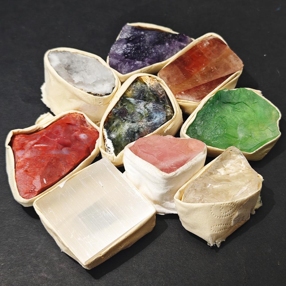 Raw Stone Crystal Set 1.6-2.4" Natural Stone Rock Minerals Specimens Collection Amethyst White Crystal Cave Green Fluorite
