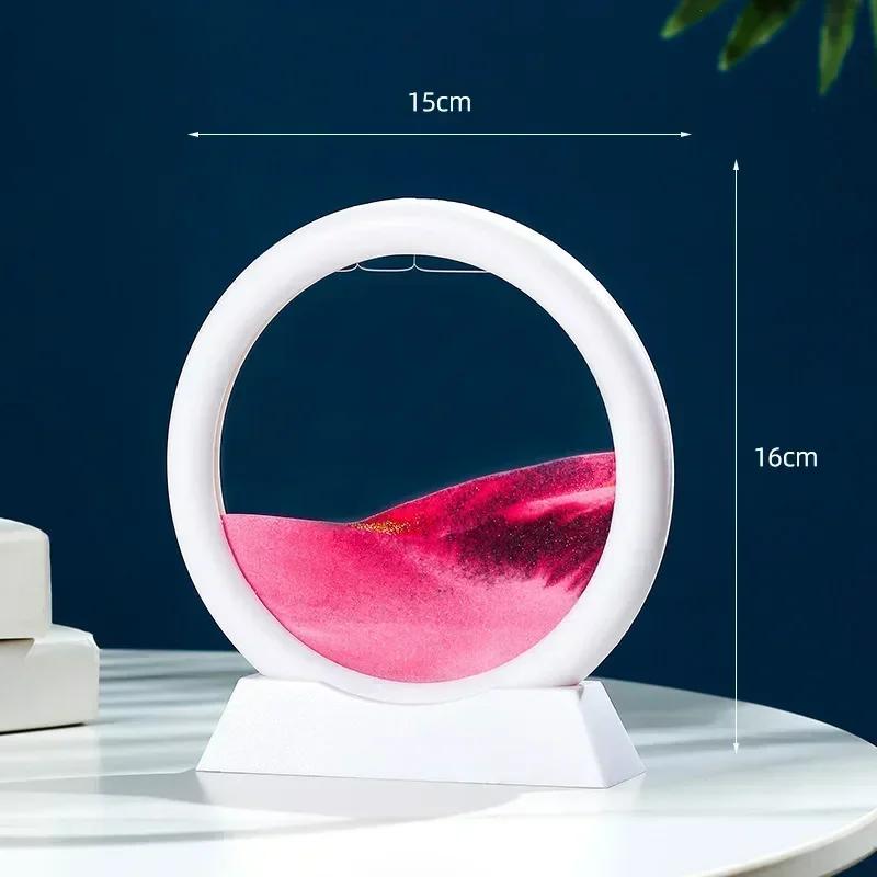 3D Ruchomy Obraz Sztuki Piasku Okrągły Szkło Głębinowy Krajobraz Piasku Klepsydra Ruchomy Piasek Rzemiosło Płynący Obraz Biuro Wystrój Domu Prezent