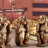 Handmade Craft Whimsical No Evil Monkeys Figurine Resin Monkey Ornament  Living Room Bedroom