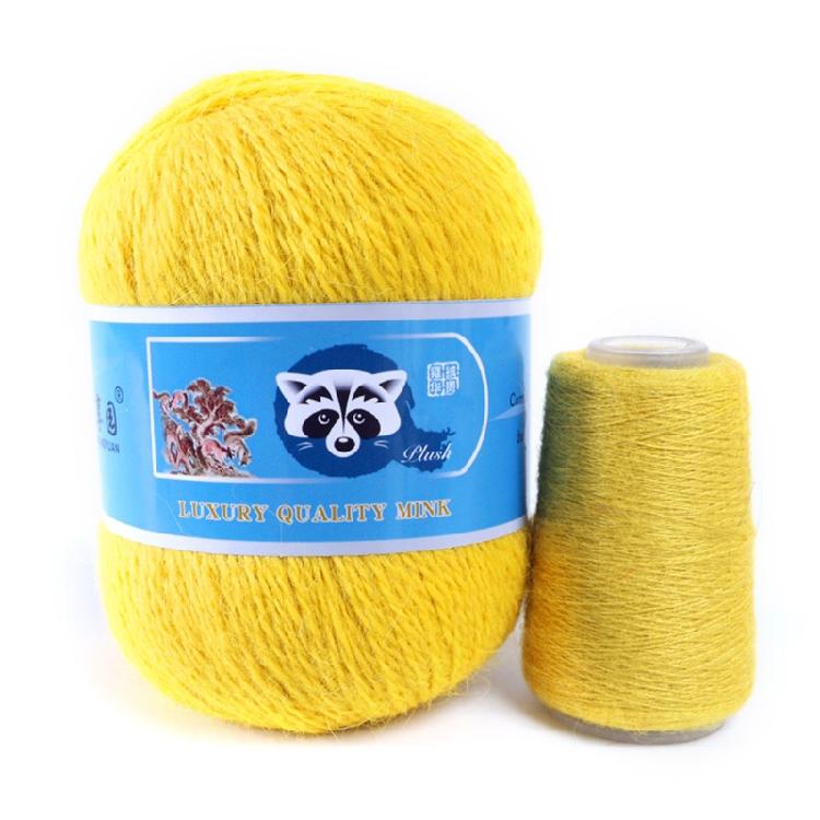 2 Pcs/Pack Long Plush Mink Wool Yarn for Needle Knitting Hand Crochet ,50g+20g