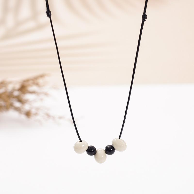 Ceramic Sweater Chain, Retro Ethnic Style Clothing Accessories, Geometric Autumn And Winter Sweater Necklace Stall
