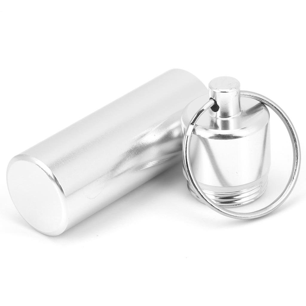 Aluminum Alloy Pill Box Waterproof Keychain Pill Holder Organizer for Outdoor Travels