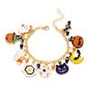 Halloween Funny Pumpkin Ghost Bracelet For Women Black Bat Spider Web Hat Metal Chain Bangles Hip Hop Punk Festival Jewelry Gift