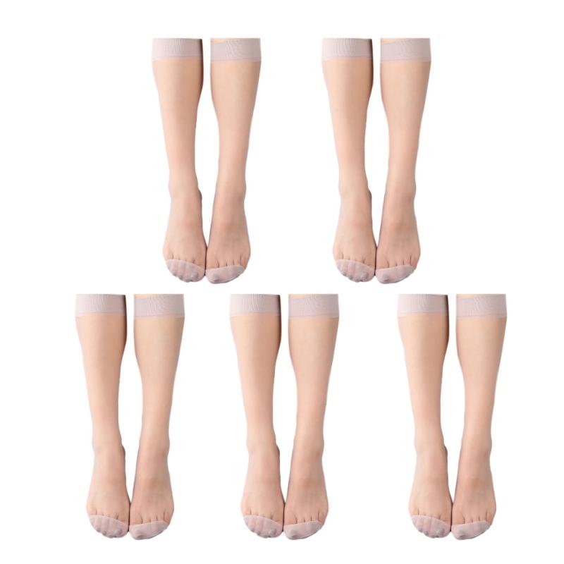1/5/10 Pair Silky Sheer Women Over the Calf Long Socks for Office and Casual Wear Breathable Nylon Knee Length Stockings