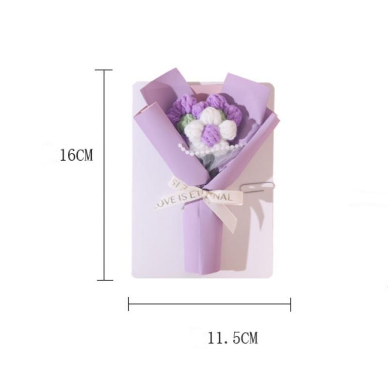 Creative Three-dimensional Flower Bouquets, Greeting Cards, Handmade Cream Puffs, Valentine's Day Knitted Flower Bouquets