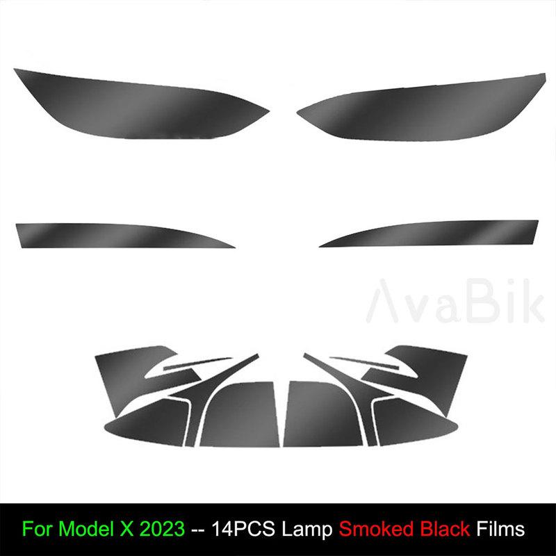 TPU Blackened Headlight Taillight Foglight Protective Film for Tesla Model X  For Model S 2024 Black Color Changing Films