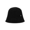 VARZAR VA Curved Oval Metal Washed Knit Bucket Hat Black