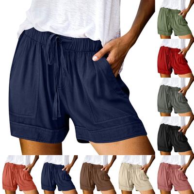 Women's Casual  Summer Elastic Beach Shorts  Solid Casual Shorts