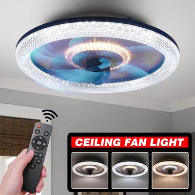 48 cm cristal LED ventilateur de plafond lumière ventilateur de plafond avec lumières WiFi télécommande éclairage moderne tricolore gradation plafonnier
