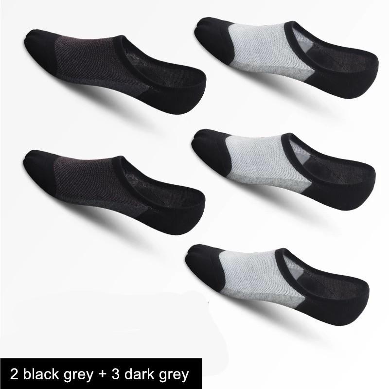 5 Pairs No Show Men Boat Socks Summer Non-Slip Silicone Invisible Cotton Socks Breathable Male Ankle Socks Slippers