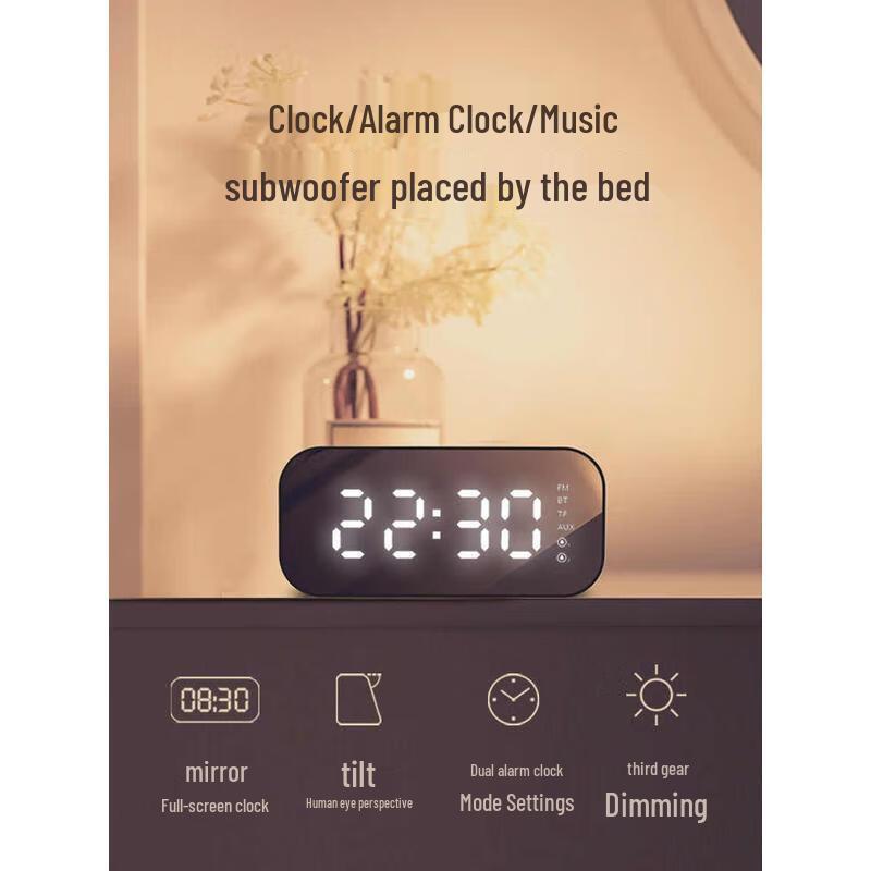 HANDUNYOU Mirror Clock Wireless Bluetooth Speaker