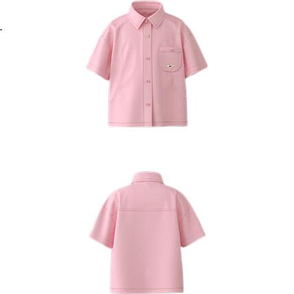 Papa Summer Children's Shirt, Boys And Girls Short-Sleeve Shirt, Casual Versatile, Gray-Short Sleeve, 140cm