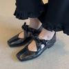 Fashion 2025 New Cute Square Toe Ladies Ballet Shoes Fashion Flat Bow Mary Jane Summer Women's Pumps Commuter Concise Female Shoes