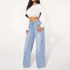 Jeans Larghi a Vita Alta da Donna Vestibilità Larga Casual Denim Elasticizzato Pantaloni