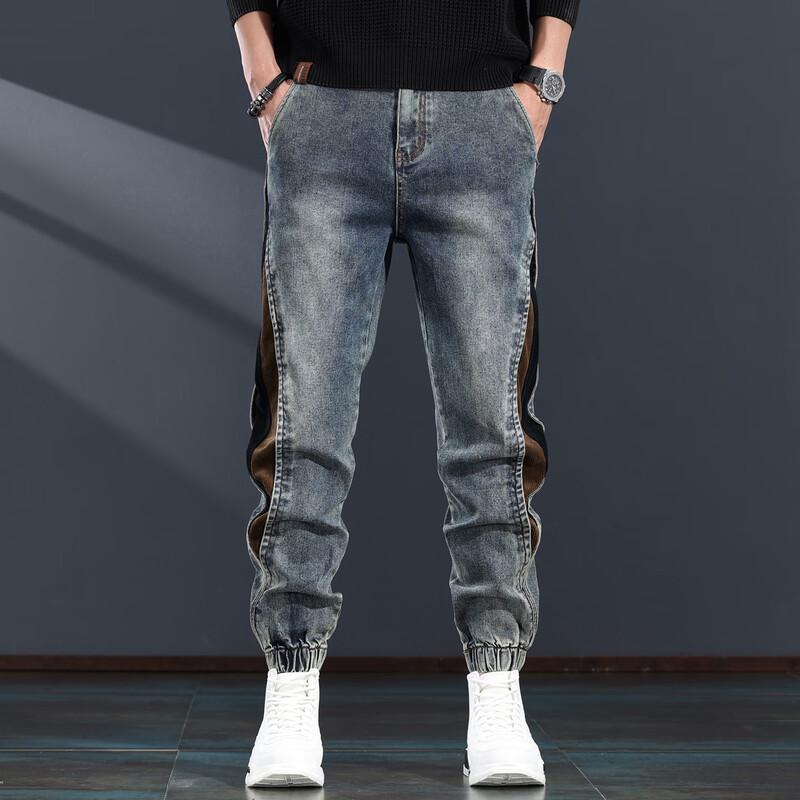 

Мужские осенне-зимние вареные эластичные свободные прямые джинсы 4XL