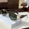 Geometric Square Sunglasses With Green Lenses And Metal Frame For Fashionable Outdoors