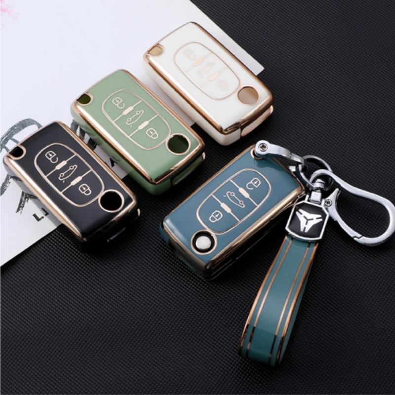Mode TPU Autoschlüsselhülle Abdeckung Für Peugeot 207 307 308 407 607 807 Geschützter Schlüsselanhänger