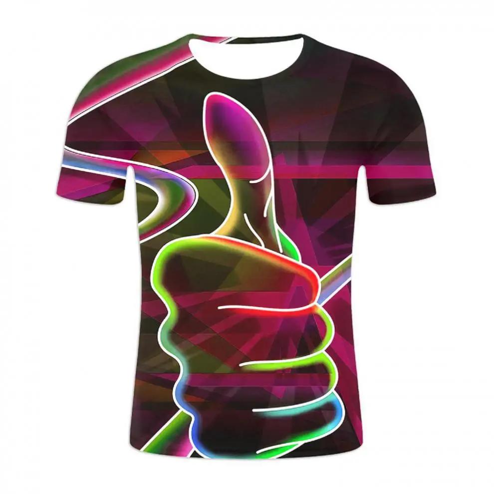 Summer 3D Thumbprint T-shirt for men, casual, personalized, fun, children's fashion, hip-hop, street style, Harajuku boutique top