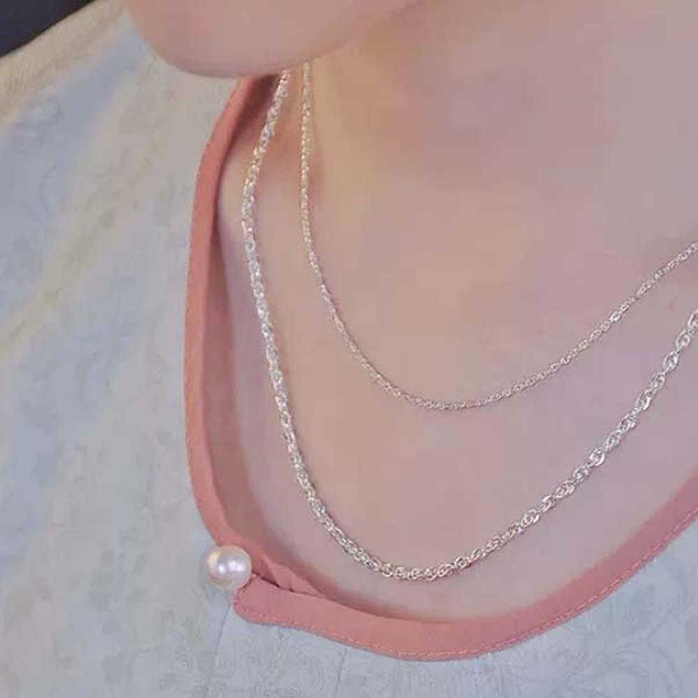 925 Silver Glitter Choker Necklace Zinc Zinc Alloy Collarbone Chain Stacked Silver Necklace  Banquet