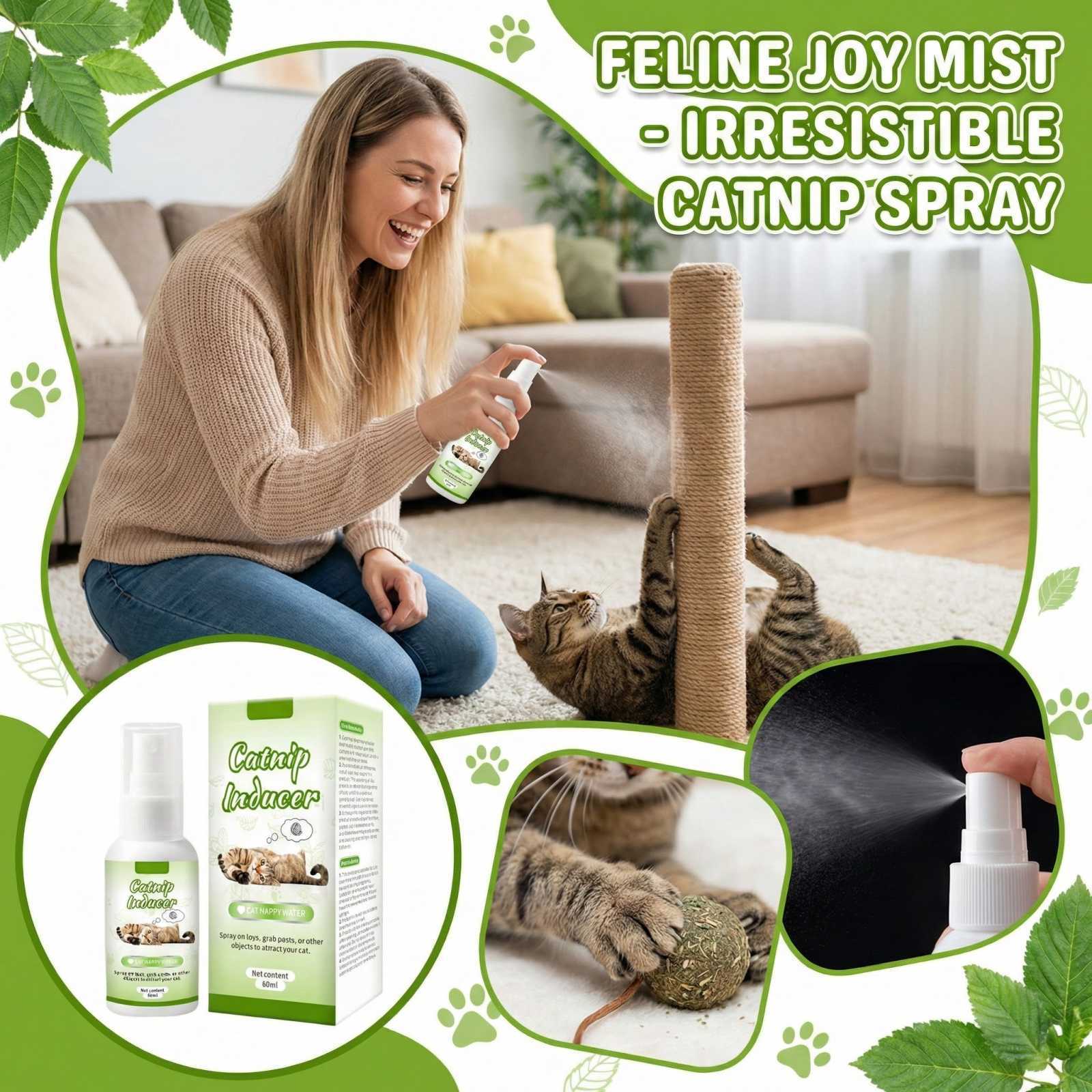 Мятный стимулятор для кошек Мята Кошачья Счастливая вода Непоседливые кошки Спрей с кошачьей мятой 60 мл One Size