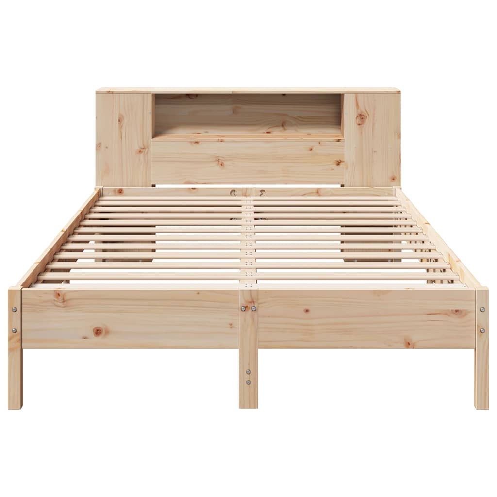 Solid Wood Bed with Shelf Without Mattress 135x190 cm Pine