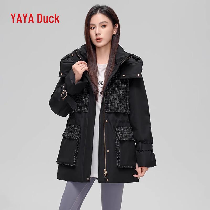 YAYA Women's Mid-Length Hooded Parka Down Jacket