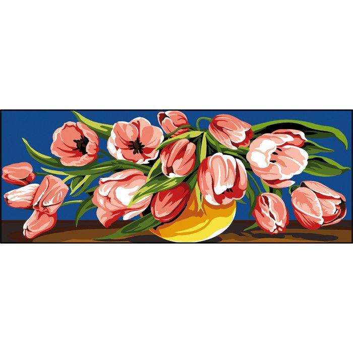Canevas antique Débordement de tulipes 25x60cm