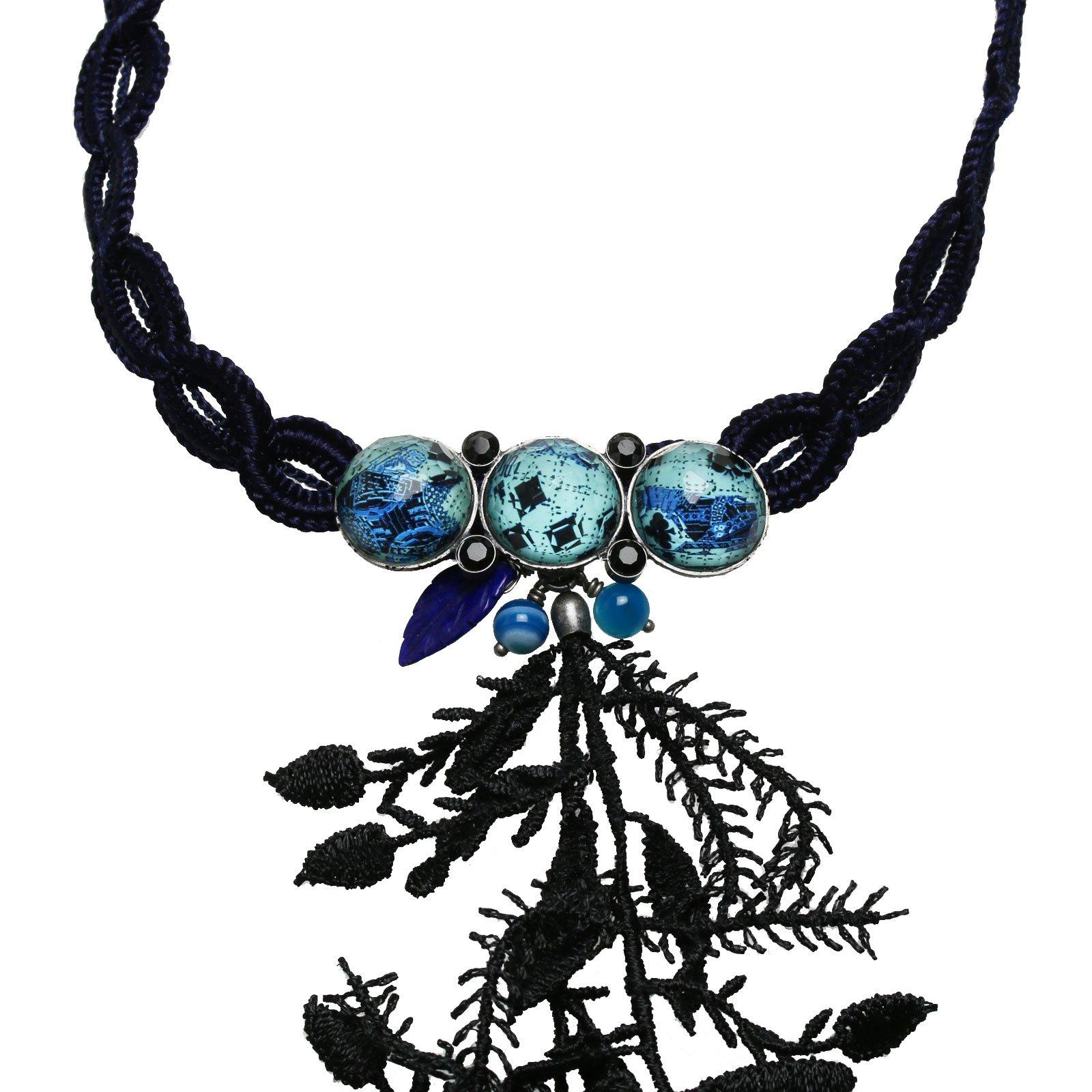 

Tamarusan Ribbon Choker Игральные карты Длинное ожерелье Лазурит Подарок Стильная роскошь [TAMARUSAN]