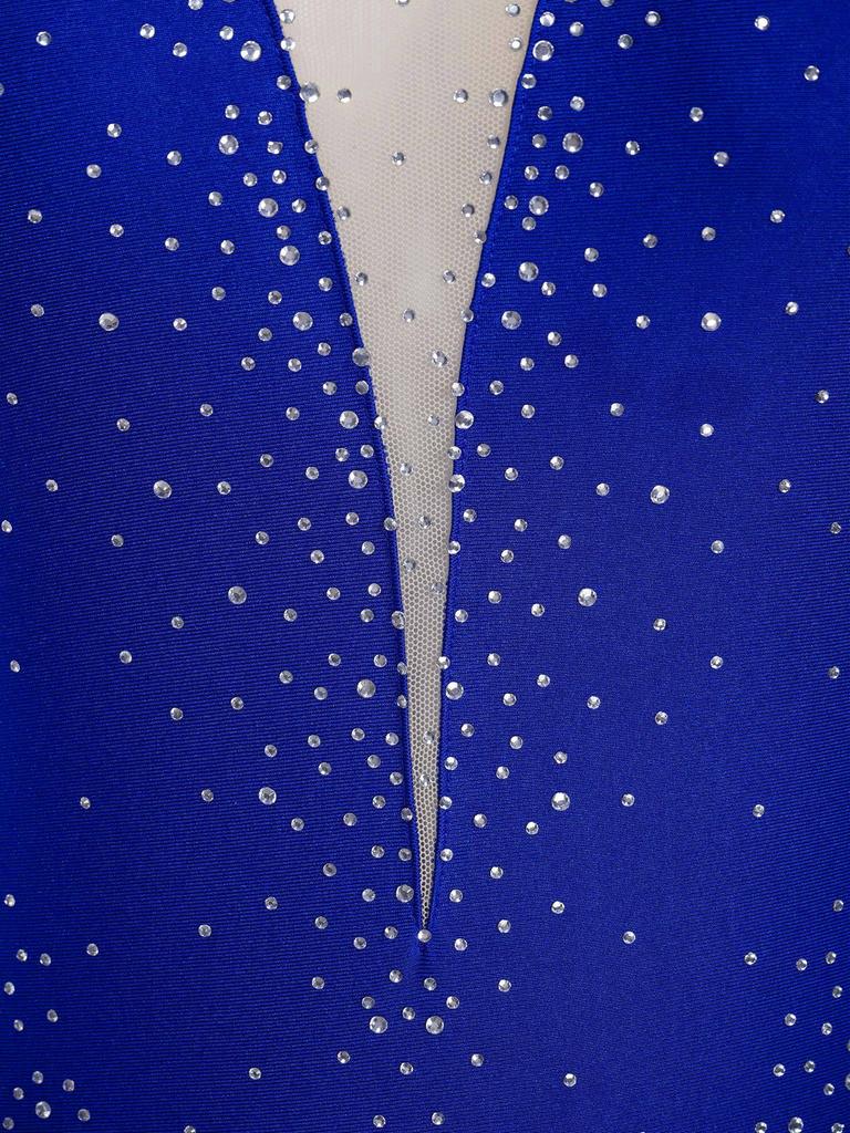 Dame Gymnastikk Ytelsesdrakt Glitrende Rhinestones Gjennomsiktig Mesh Lange Ermer Kunstløp Bodysuit