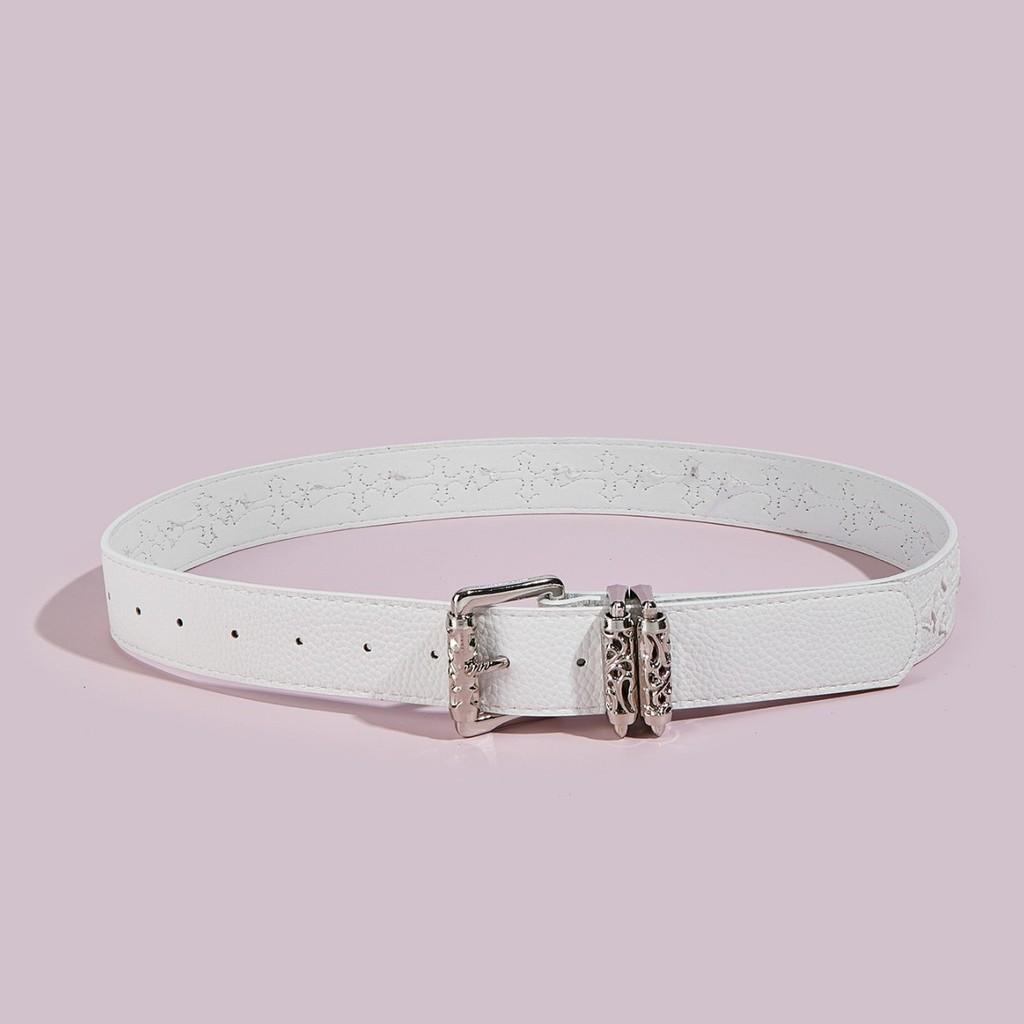 Cintura Punk in PU con Fiore a Croce e Fibbia Metallica per Moda Casual da Uomo