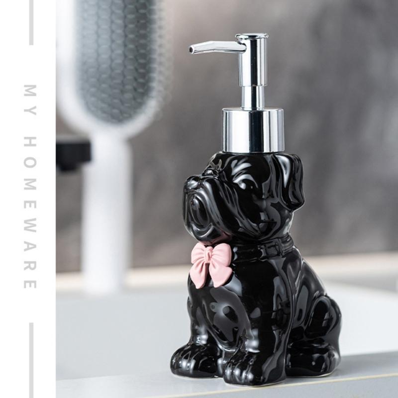 Elegante Keramik-Spenderflasche für Lotion, Handseife und Desinfektionsmittel, nachfüllbarer Behälter mit Katzenmotiv, Haushaltshelfer