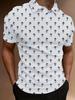 Men's Short Sleeve Polo Shirt with Flat Digital Print Pattern - No Texture