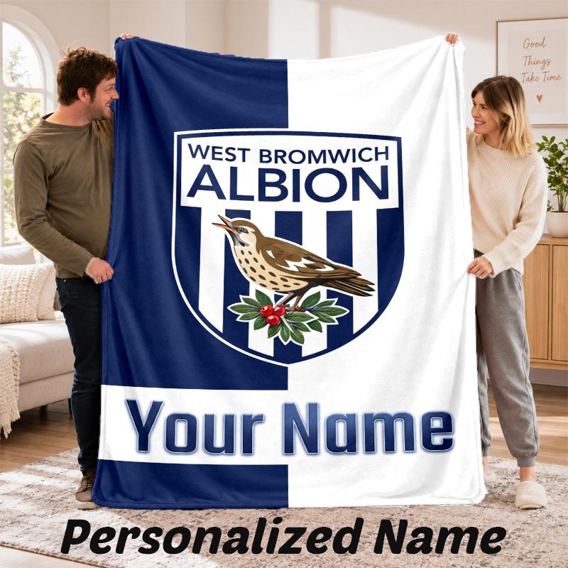 Custom Name West Bromwich Albion Flannel Throw Blanket Personalized Text Soft Blanket Bed Sofa Gift
