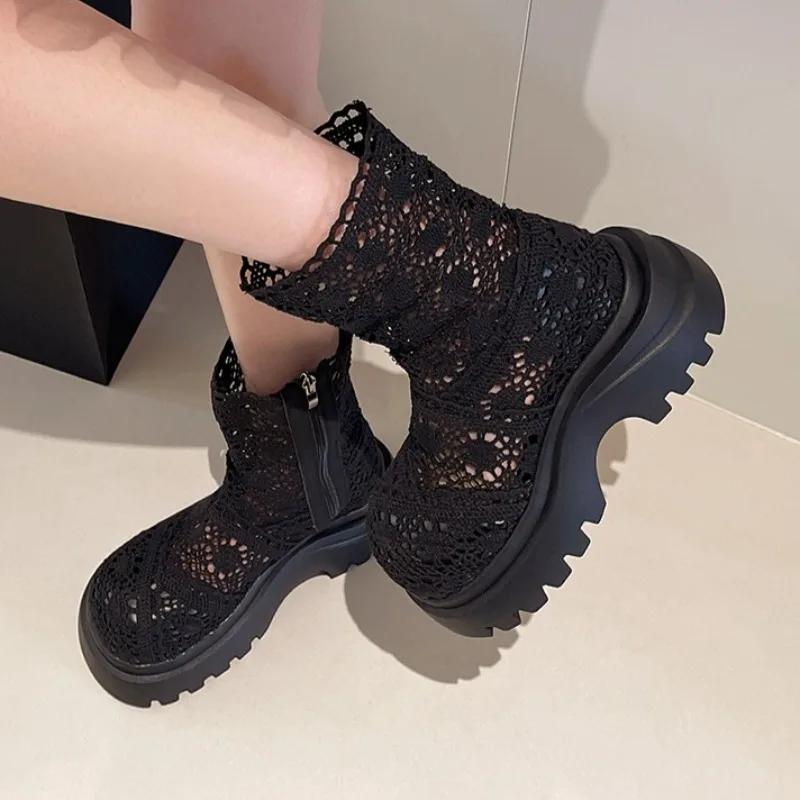 Botines de Malla Hueca con Tacón Alto para Mujer Sandalias de Plataforma de Verano para Mujer Zapatos de Diseñador Sandalias Clásicas Nuevas Tendencias 2026 Zapatillas Mujer