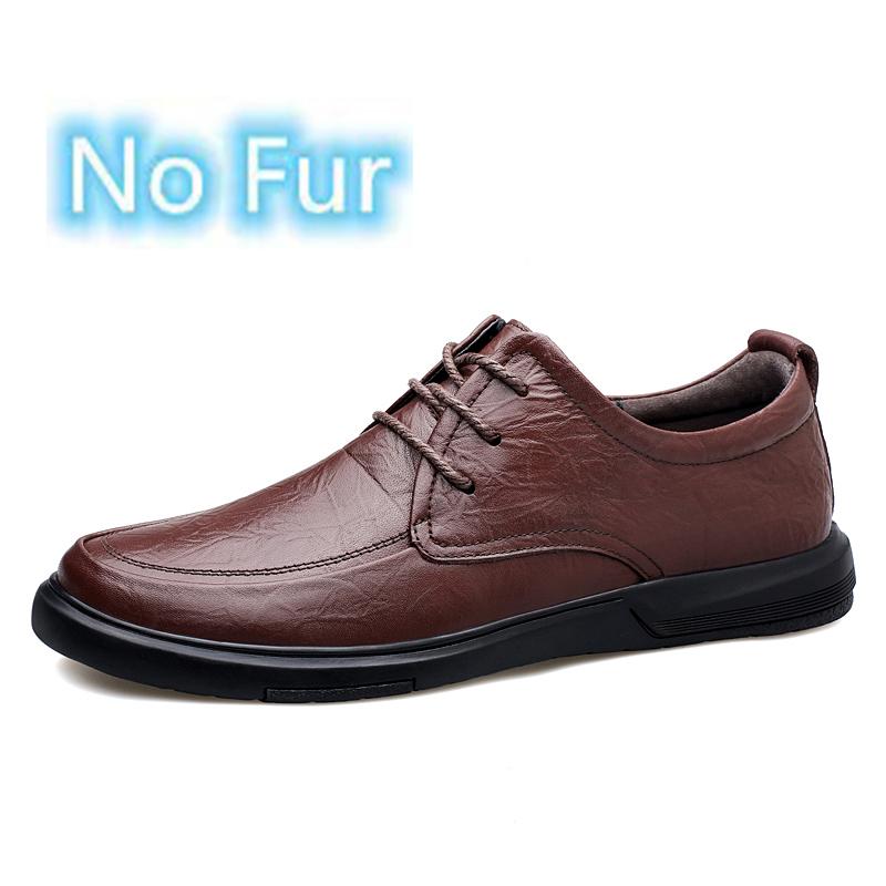 Autumn Winter New Men Shoes Genuine Leather Mens Casual Sneakers Classic Business Comfort Shoes Men Genuine Rubber Oxford Shoes