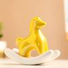 Creative Ceramic Rocking Horse Ornament Exquisite Cute Horse Sculpture Crafts Mini New Year Tea Pet Ornaments Bedroom