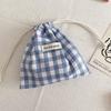Floral Plaid Drawstring Pouch: Sundries, Keys, Coin, Card & Phone Holder