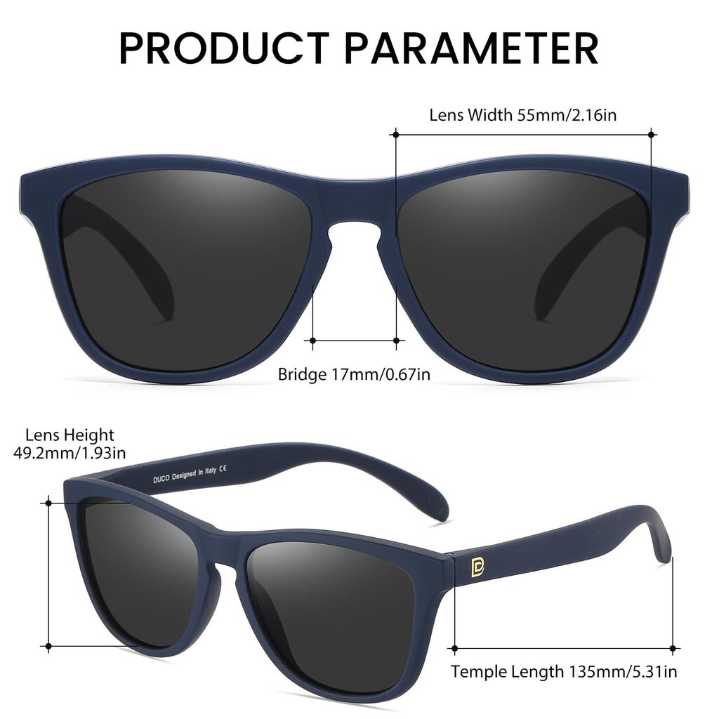 DUCO Sunglasses for Men and for Driving and Everyday UV400 Sunglasses 3002 Women, Polarized, Use, Protection, Stylish, (Blue-Gray)