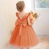 Girl Princess Dress Red Christmas Princess Dress Cute Girl Birthday Party Tutu Gown Newborn Backless Bow Beading Xmas Costume